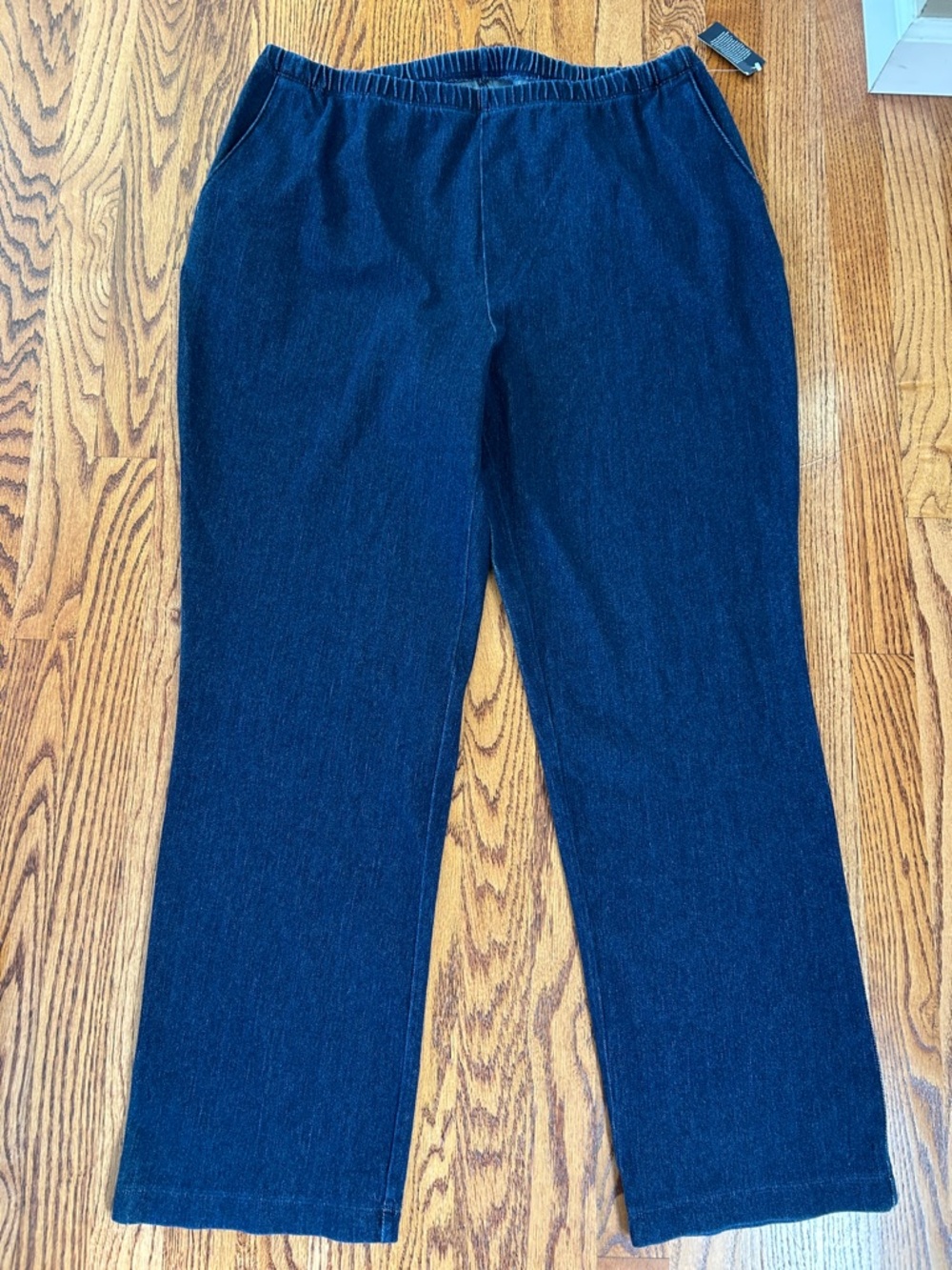 Lands End sport knit straight leg Jeans Pants Large 14-16 NWT
